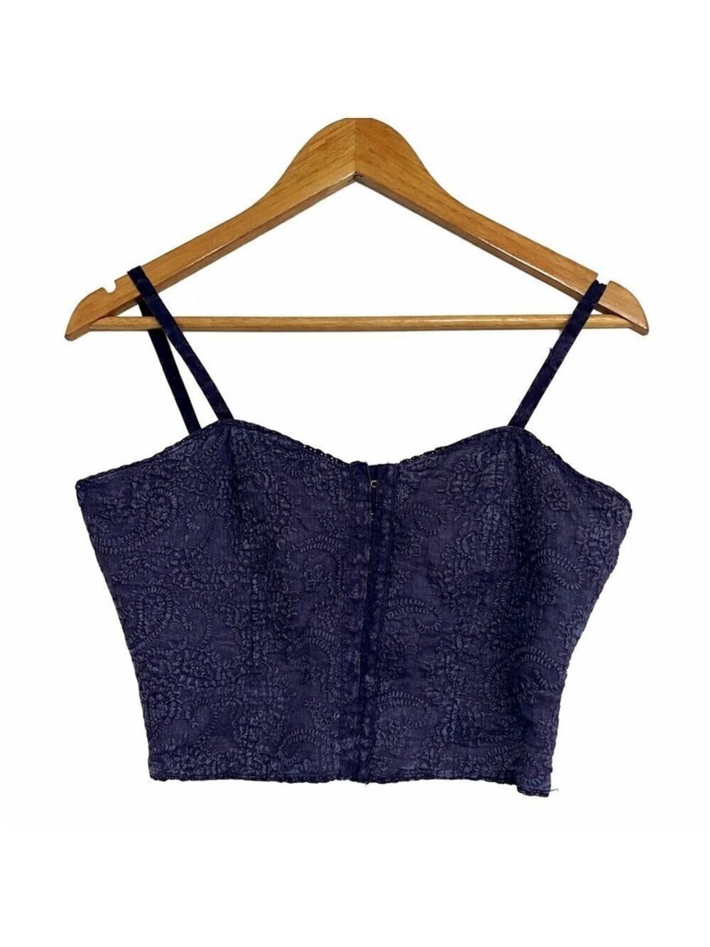 Y2K Corset Crop Top Bustier BKE Paisley Embroidered Festival